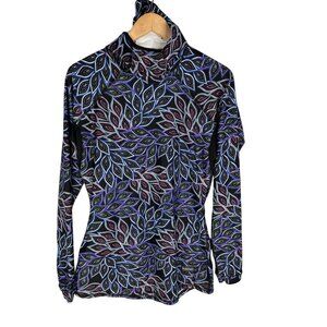 BLACKSTRAP Women's Black Multicolor Botanical Print Hooded Stretch Tunic Medium